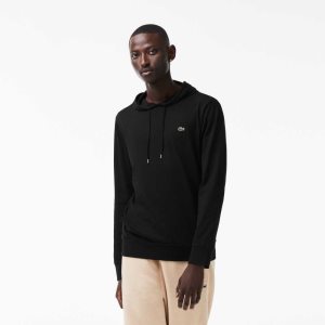 Lacoste Hooded Bomull Jersey Sweatshirt Svarta | WJXFQ-5873