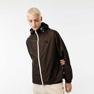 Lacoste Hooded Check Twill Svarta Bruna Marinblå Blå Khaki Gröna | NUPOT-2493