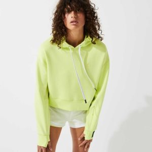 Lacoste Hooded Cropped Stretch Bomull Blend Gula | AVWXH-2149