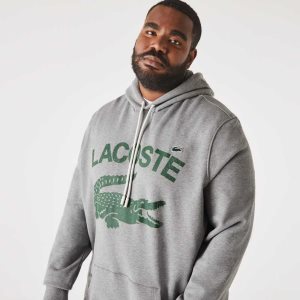 Lacoste Höga Fit Bomull Fleece Hoodie Grå | XSYUP-0534