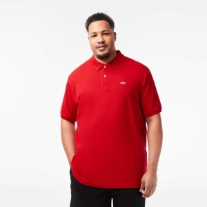 Lacoste Höga Fit Bomull Petit Pique Röda | QDMAS-3756