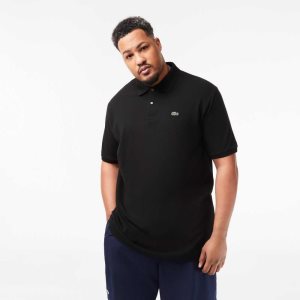 Lacoste Höga Fit Bomull Petit Pique Svarta | KGTZR-5418