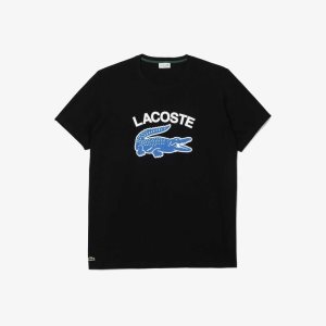 Lacoste Höga Fit Contrast Logo Svarta | QSXCI-1592