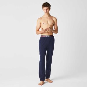 Lacoste Jersey Three-Tone Waistband Pajama Pants Marinblå Blå | XDIRQ-1486