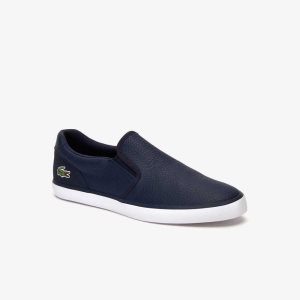 Lacoste Jouer Läder Slip-On Blå Vita | ZOGPA-8765