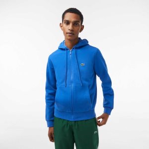 Lacoste Kangaroo Pocket Fleece Zipped Blå | NCSYX-0354