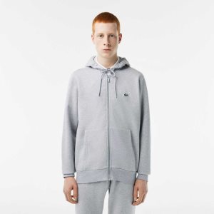 Lacoste Kangaroo Pocket Fleece Zipped Grå | OSUVK-7398