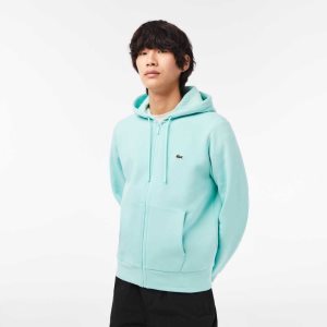 Lacoste Kangaroo Pocket Fleece Zipped Mintgröna | VLPSB-8056