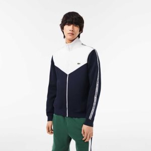 Lacoste Klassiska Fit Colorblock Zipped Marinblå Blå Vita | LSUBZ-6472