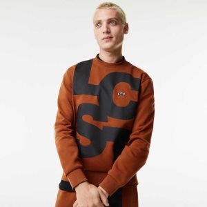 Lacoste Klassiska Fit Contrast Lettering Bomull Bruna | ERFJG-2164