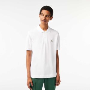 Lacoste Klassiska Fit Heavy Bomull Pique L.12.21 Vita | NIWFX-0167