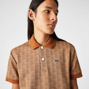 Lacoste Klassiska Fit Monogram Print Beige Bruna | IVDCW-6704