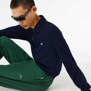 Lacoste Klassiska Fit Speckled Print Marinblå Blå | RHWVF-7925