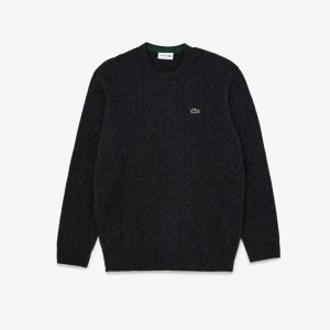 Lacoste Klassiska Fit Ull Cable Knit Grå | TOFQD-1680