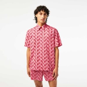 Lacoste Korta Sleeve Vintage Print Röda Vita | TJDUA-9210