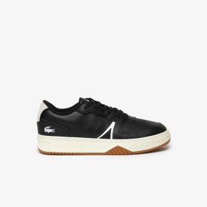 Lacoste L001 Läder Popped Heel Svarta | EZFIC-2413