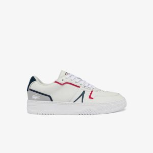 Lacoste L001 Läder Vita Blå Röda | PGVRH-6094