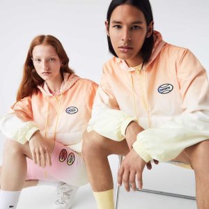 Lacoste LIVE Lätta Pullover Windbreaker Orange Vita Gula | FRUWS-2607