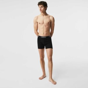 Lacoste Long Stretch Bomull Boxer Brief 3-Pack Svarta | RYBCJ-7493