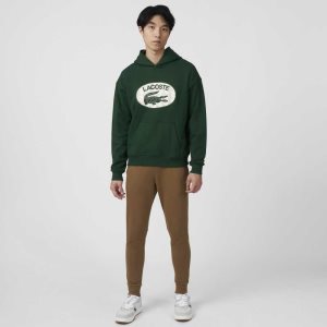 Lacoste Loose Fit Branded Monogram Hooded Gröna | UKMNV-9478