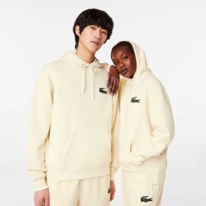 Lacoste Loose Fit Hooded Organic Bomull Vita | FXLKI-6410