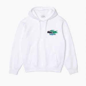 Lacoste Loose Fit Hooded Organic Bomull Vita | OVFMS-4750