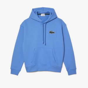 Lacoste Loose Fit Hooded Organic Bomull Blå | RDCPZ-7891