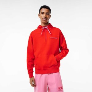 Lacoste Loose Fit Hoodie Röda | CJIVM-2176