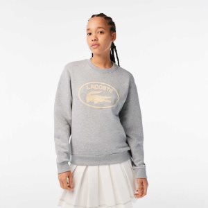 Lacoste Loose Fit Organic Bomull Fleece Grå | NUCYE-2097