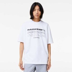 Lacoste Loose Fit Organic Bomull Pique Vita | LMNKF-8725