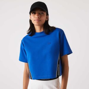 Lacoste Loose Fit Printed Bands T-Shirt Blå | NSYJH-1375