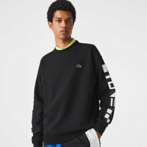 Lacoste Loose Fit Reflective Print Svarta | MICNT-7013