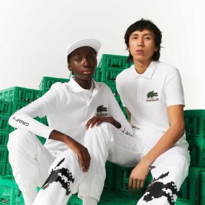 Lacoste Minecraft Klassiska Fit Organic Bomull Vita | QUZKM-7162