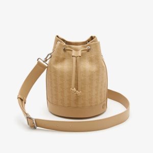 Lacoste Monogram Print Bucket Beige | YMHGR-0243