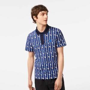 Lacoste Movement Two-Tone Printed Vita Blå | SXCWQ-9056