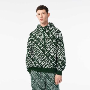 Lacoste Netflix Loose Fit Organic Bomull Gröna Vita | HBVEJ-6814