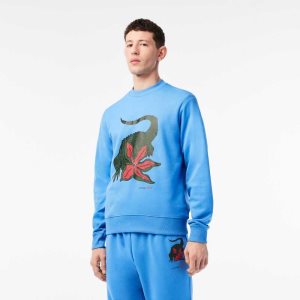 Lacoste Netflix Organic Bomull Fleece Print Blå | QULEK-6495