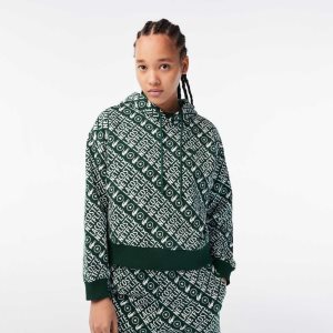 Lacoste Netflix Organic Bomull Hoodie Gröna Vita | ZAPKV-7840