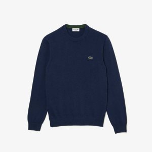 Lacoste Organic Bomull Crew Neck Blå | QISVB-2769