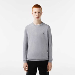 Lacoste Organic Bomull Crew Neck Grå | IZNUM-9651