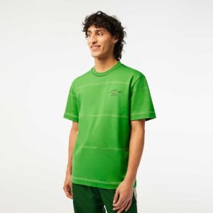 Lacoste Organic Bomull Jersey Stripe Gröna | LUYPG-0369