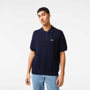 Lacoste Organic Bomull Polo Neck Marinblå Blå | JLUOV-6812