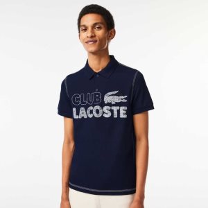 Lacoste Organic Bomull Printed Marinblå Blå | PONFW-6142