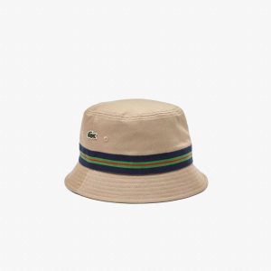 Lacoste Organic Bomull Stripe Band Bucket Beige | FPNVY-9502