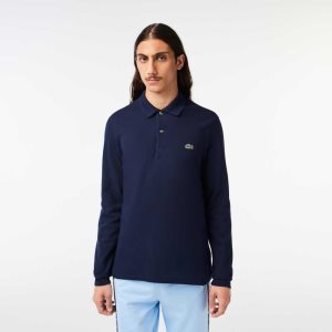 Lacoste Original L.12.12 Long Sleeve Bomull Marinblå Blå | OZFPY-6873