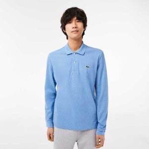 Lacoste Original L.12.12 Long Sleeve Heathered Bomull Blå | BPTXA-2591