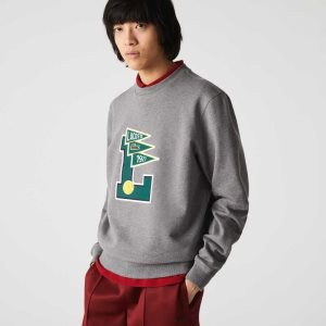 Lacoste Pennants L Badge Bomull Fleece Grå | QGAED-8346