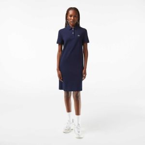 Lacoste Pique Knit Polo Marinblå Blå | EHAGO-9502