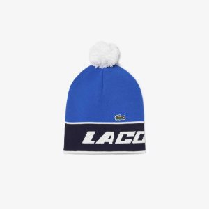 Lacoste Pom-Pom And Color-Block Beanie Blå Marinblå Blå Vita | KDJHS-3786