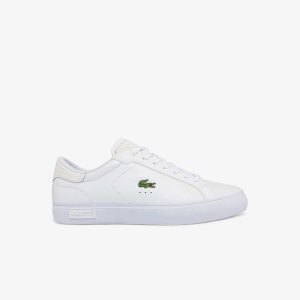 Lacoste Powercourt Burnished Läder Vita Vita | GOXLK-4257